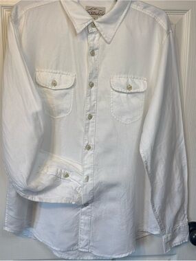 Overland White Linen Blend Safari Utility Shirt Men’s Large